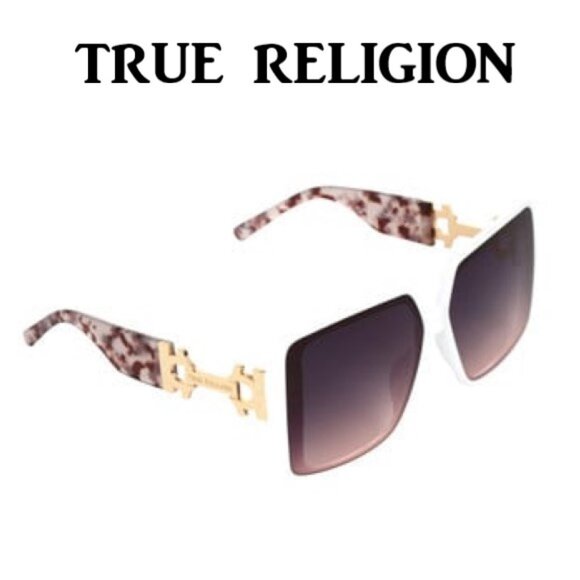 TRUE RELIGION LOGO TURQUOISE UV SQUARE OVERSIZED SUNGLASSES 🎈HP🎉🎈🆕😮‍💨⚡🚚 - Picture 2 of 16